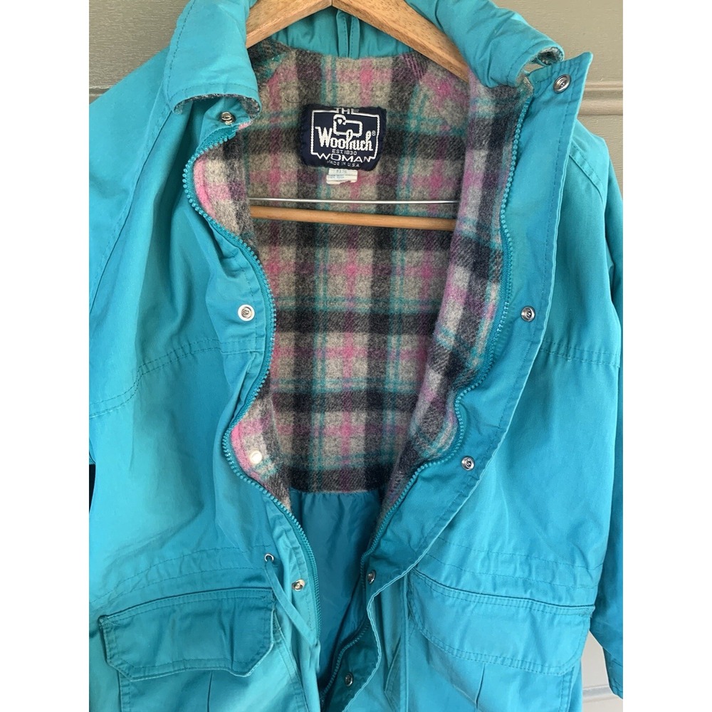 The Woolrich Women's Med Blue Vintage‎ Nylon Quilted Chore Coat 80s 90s Retro - Picture 2 of 6